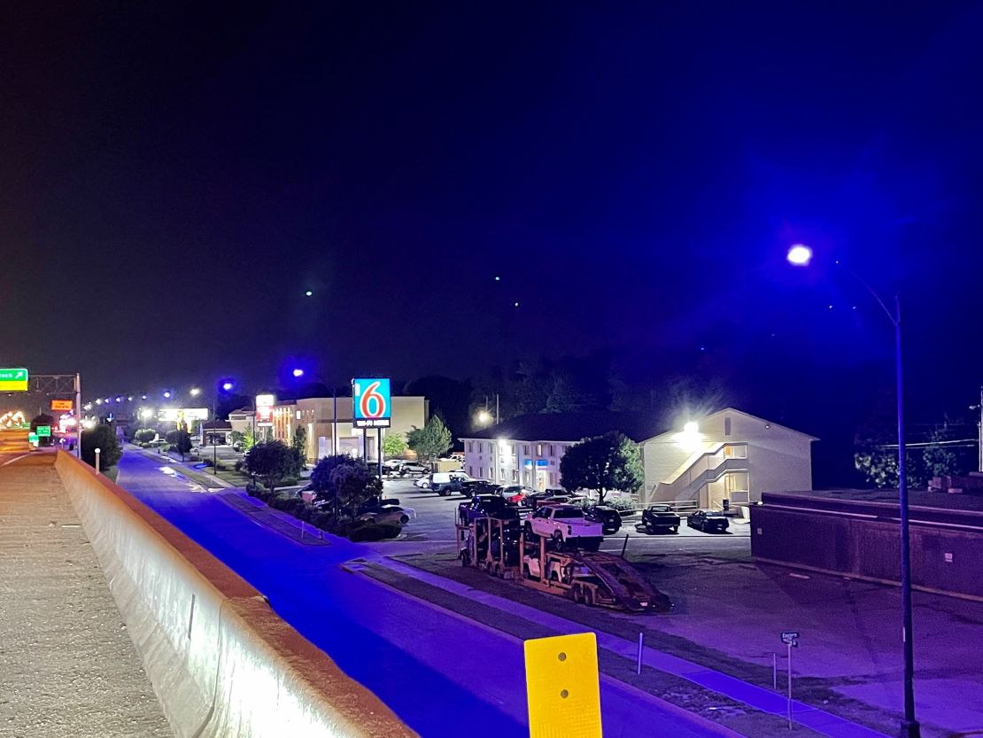 Purple streetlights in Wichita, Kansas, which Ian Horne thinks are a signal from his late wife.