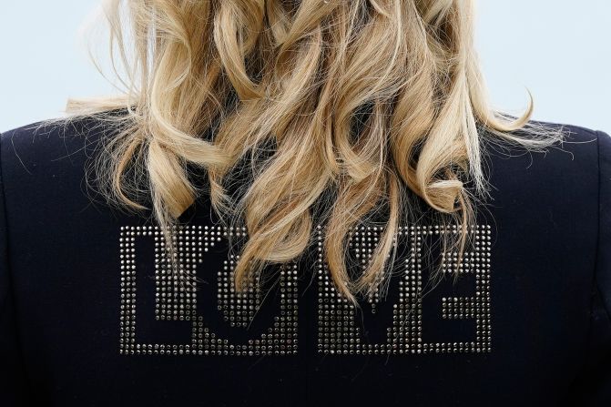 Jill Biden, the first lady of the United States, turns around to reporters to show the word "love" on <a href="https://www.cnn.com/style/article/jill-biden-love-jacket-g7/index.html" target="_blank">her blazer</a> on Thursday, June 10. Biden and her husband were in England ahead of the G7 summit. "We're bringing love from America," she said.
