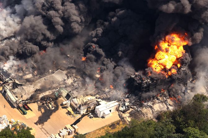 Authorities work to extinguish a fire at a chemical plant in Rockton, Illinois, on Monday, June 14. <a href="https://www.cnn.com/2021/06/14/us/illinois-industrial-fire/index.html" target="_blank">The fire</a> prompted the city fire department to order a mandatory evacuation for all residents and businesses in a 1-mile radius of the plant. The 70 employees at the factory were able to get out safely, Rockton Fire Chief Kirk Wilson said.