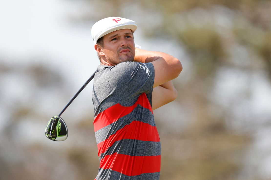 DeChambeau plays his shot from the fifth tee during the first round of the 2021 U.S. Open.