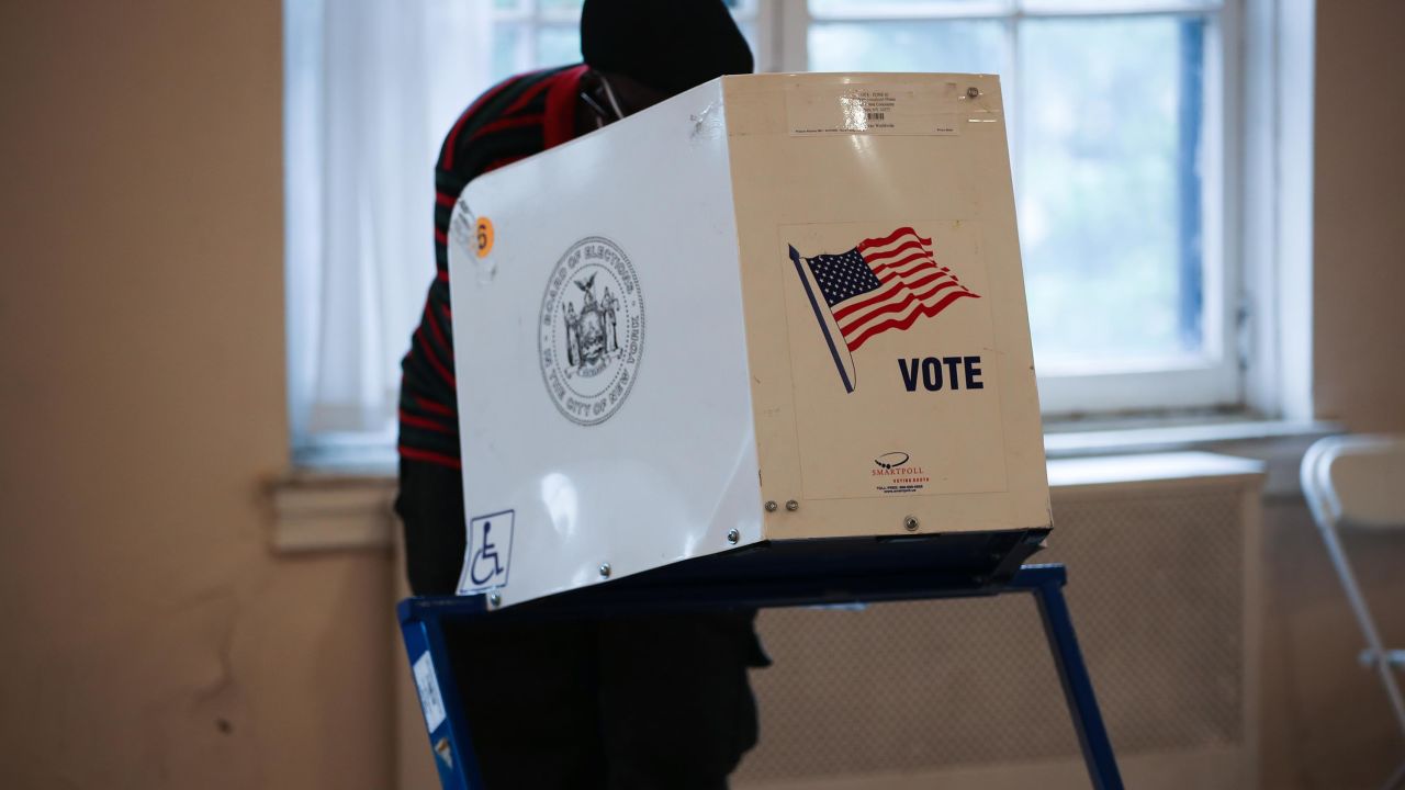 A polling site is seen as early voting in New York City's mayoral primary election has started as of Saturday which voters can choose up to five candidates in New York City, United States on June 13, 2021. 