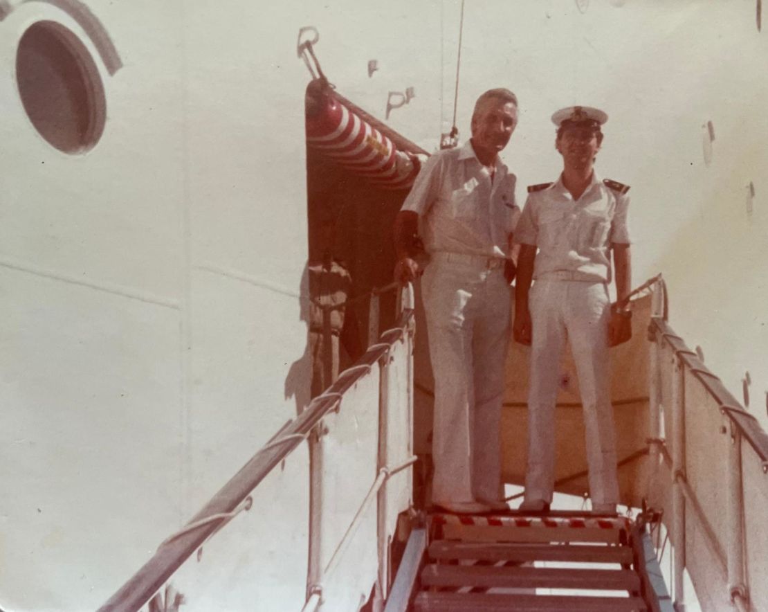 Angelo Capurro as a young officer cadet on the cruise ship Oceanic in the south of Italy in 1978.