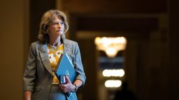 WASHINGTON, DC - JUNE 15: Sen. Lisa Murkowski (R-AK) walks to a lunch meeting with Senate Republicans at the U.S. Capitol on June 15, 2021 in Washington, DC. Members of the Senate are continuing negations on a bipartisan $1.2 trillion infrastructure proposal. (Photo by Drew Angerer/Getty Images)