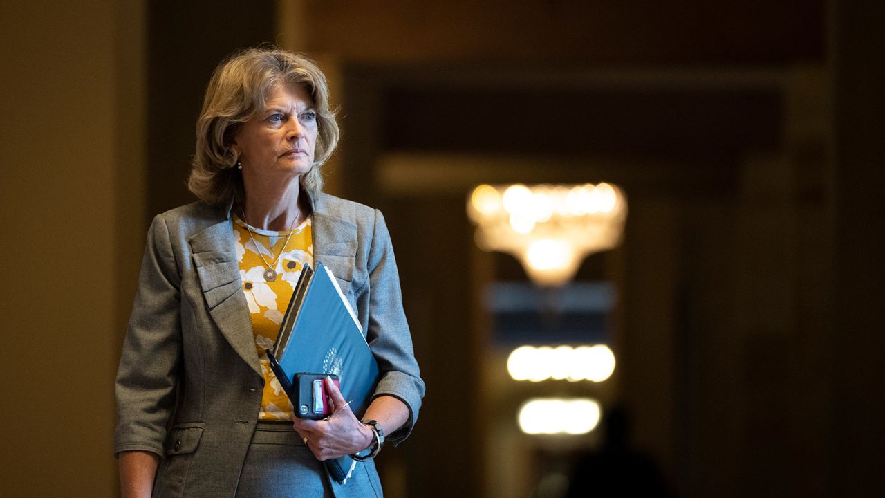 Sen. Lisa Murkowski, a Republican from Alaska, walks to a lunch meeting with Senate Republicans at the US Capitol in June 2021 in Washington, DC.