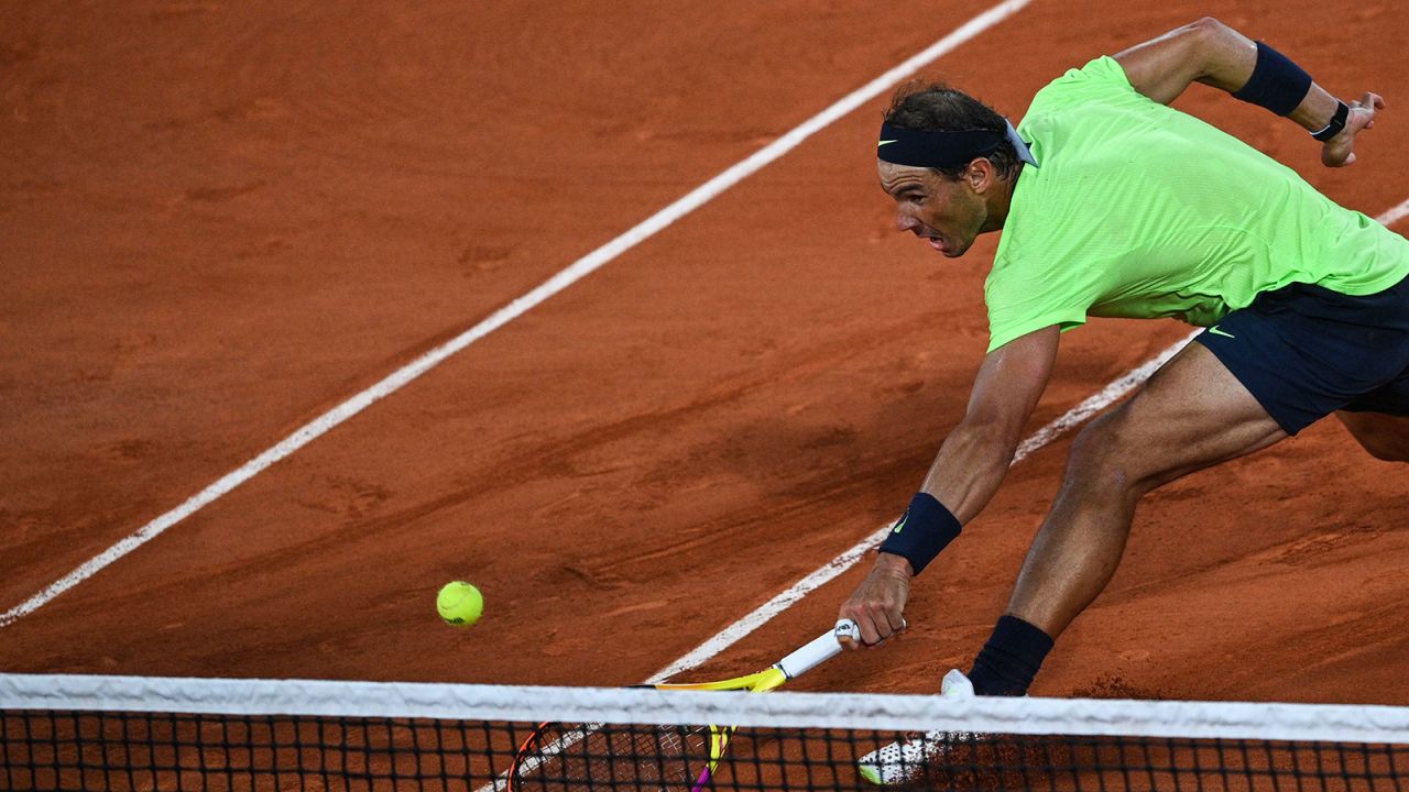 Rafael Nadal during the 2021 French Open. Nadal announced Thursday that he would not play Wimbledon due to the lack of down time after the French Open.