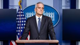 Secretary of Veterans Affairs Denis McDonough speaks at a press briefing in the Brady Press Briefing Room at the White House on March 4, 2021 in Washington, DC. McDonough, who was previously President Barack Obama's chief of staff, was confirmed as VA secretary last month. (Photo by Samuel Corum/Getty Images)