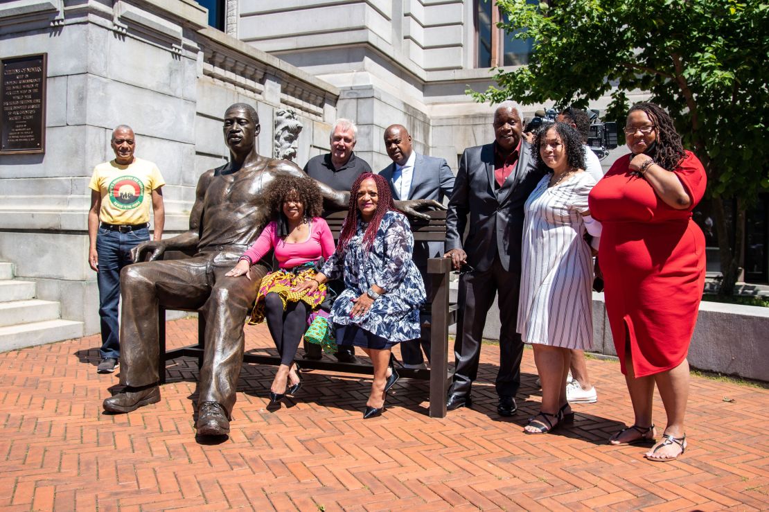 A George Floyd statue was unveiled outside city hall in Newark, New Jersey, on Wednesday.