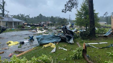 Alicia Jossey shot this photo of storm damage on Saturday morning in East Brewton, Alabama, which is in Escambia County near the Florida state line.
