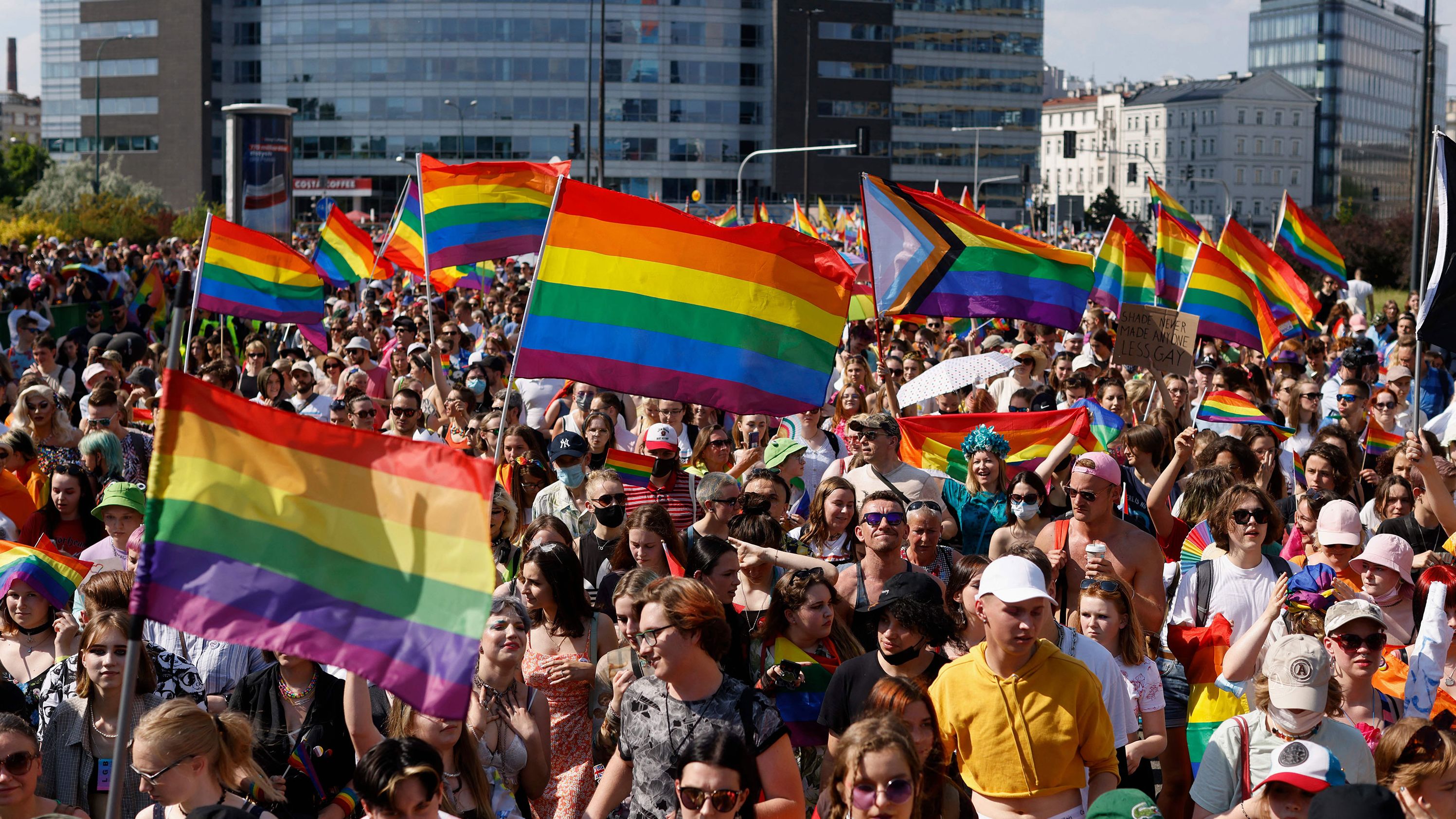 People march during the Warsaw Pride parade in Poland on June 19.