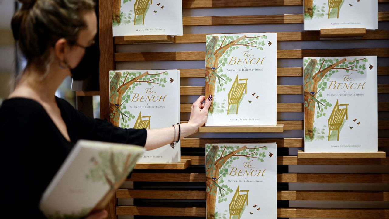 "The Bench," by Meghan, Duchess of Sussex, is displayed in a bookshop in London on June 8.