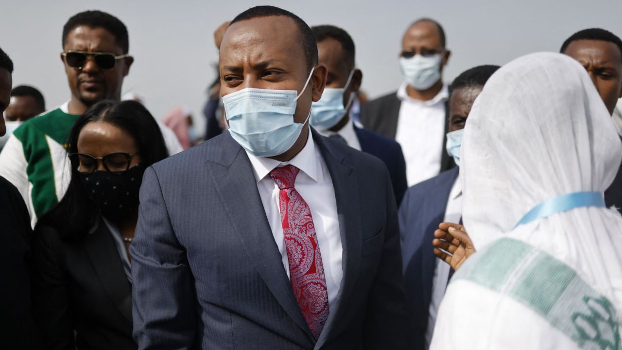 Ethiopian Prime Minister Abiy Ahmed campaigns in Jimma on June 16, 2021.