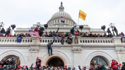 Protesters seen all over Capitol building where pro-Trump supporters rioted and breached the Capitol. 