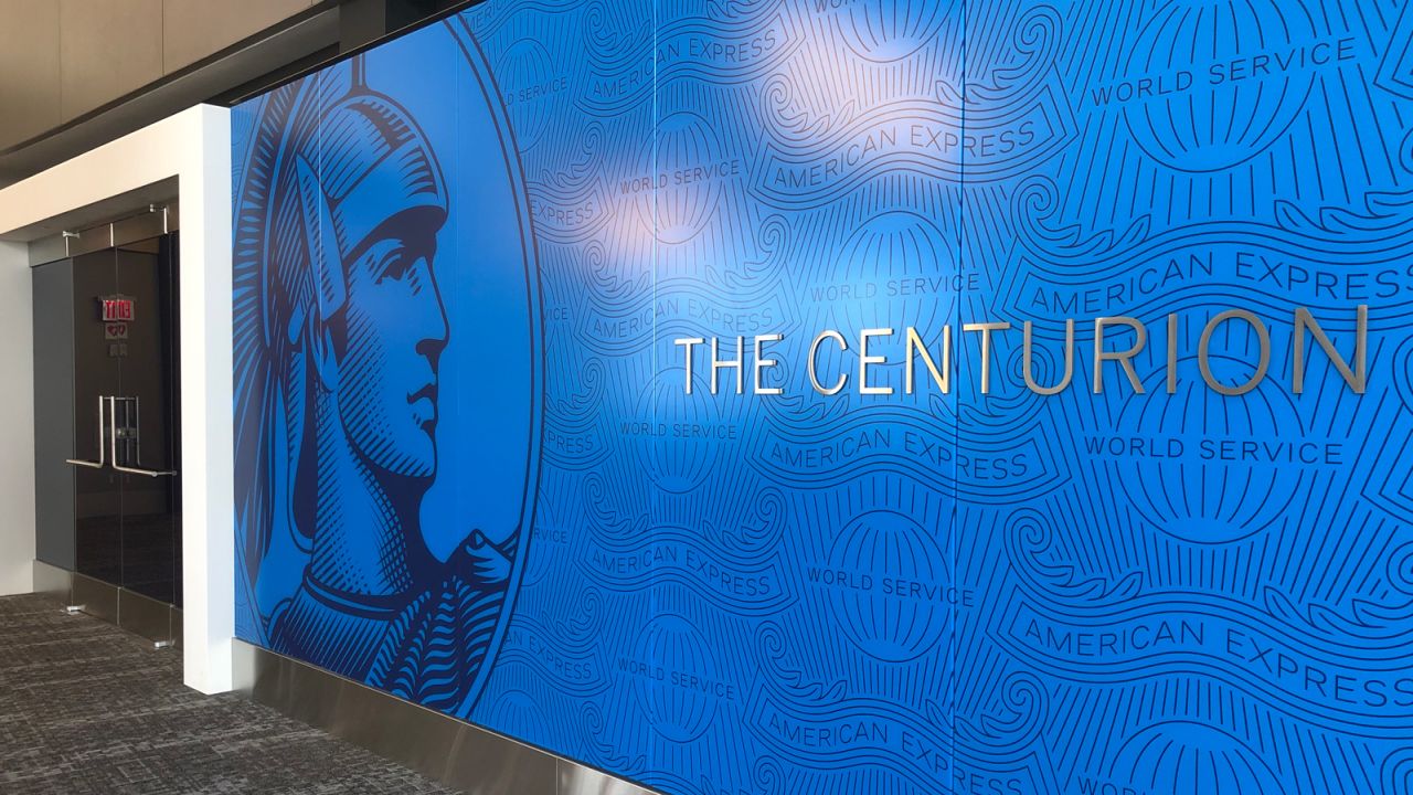 The entrance to the new Amex Centurion Lounge in New York LaGuardia's Terminal B.