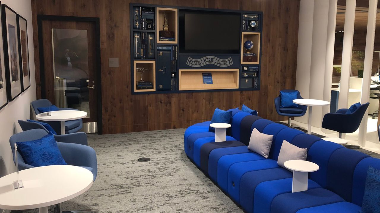 Immediately to your right after entering the lounge, you'll find the first of several comfortable seating areas.