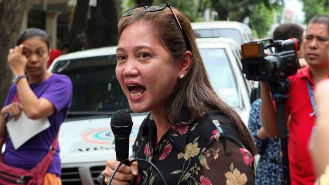 Arlene Brosas of the Gabriela Women's Party during a demonstration in Manila, the Philippines. 