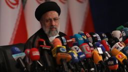 Iran's new President-elect Ebrahim Raisi speaks during a press conference in Tehran, Iran, Monday, June 21, 2021. (AP Photo/Vahid Salemi)