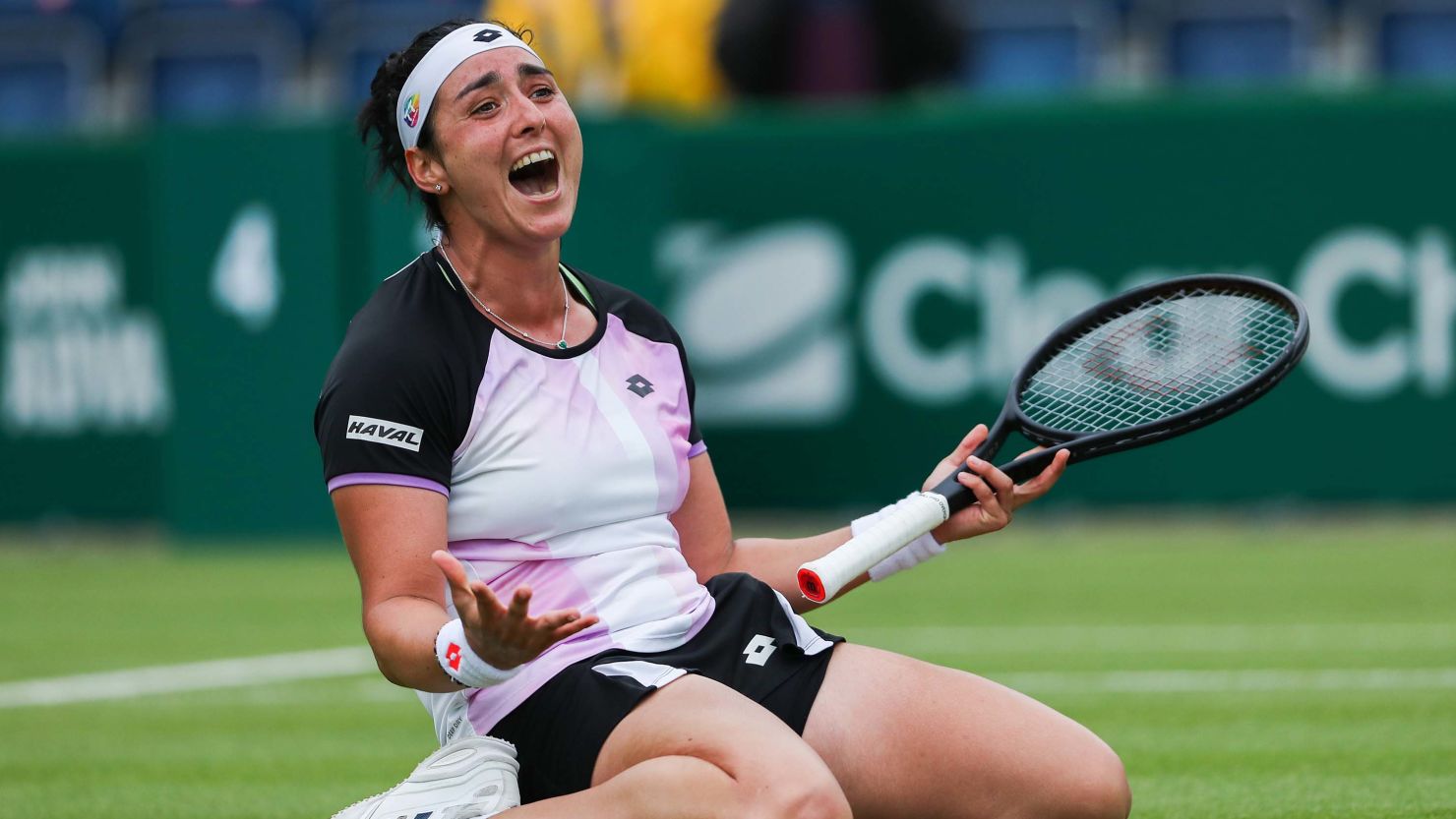 Jabeur celebrates victory over Daria Kasatkina in the final of the Viking Classic Birmingham.