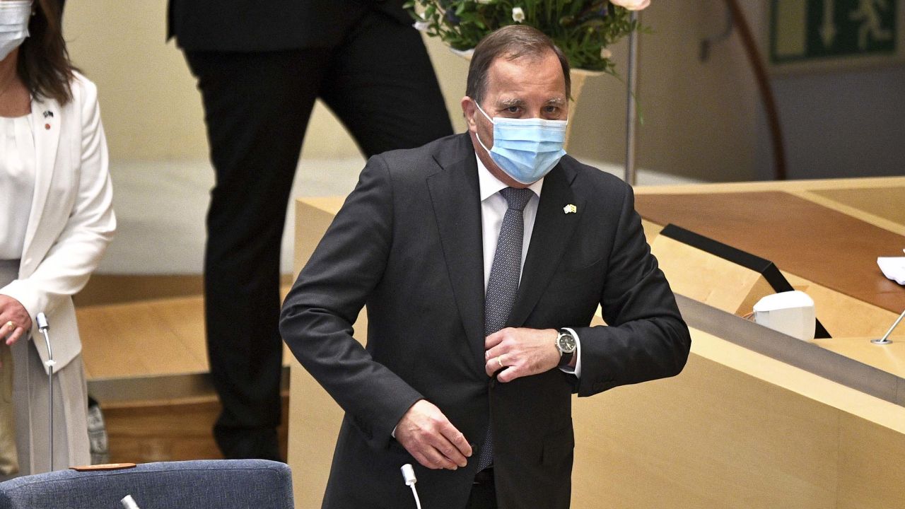 Swedish Prime Minister Stefan Lofven arrives at parliament in Stockholm on Monday. 
