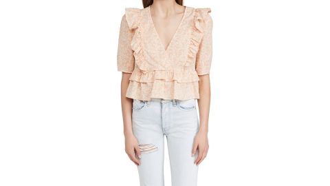 Wayf Navi Ruffle Peplem Top