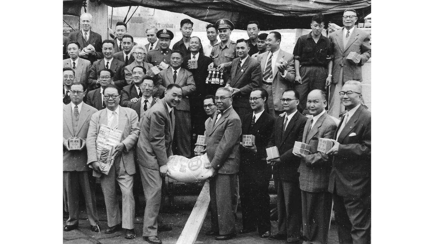 <strong>Sponsors and donations: </strong>The crew sold everything they owned to buy the junk. After a newspaper reported on their story, more support came in. That included food donations from the Rotarians of Keelung and Taipei clubs, as seen here.