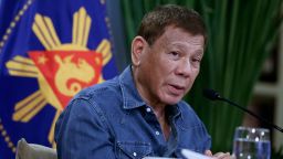 In this photo provided by the Malacanang Presidential Photographers Division, Philippine President Rodrigo Duterte talks as he meets members of the Inter-Agency Task Force on the Emerging Infectious Diseases at the Malacanang presidential palace in Manila, Philippines on Wednesday May 26, 2021. The Philippine president has warned he would order the arrest and jailing of village leaders and policemen who fail to enforce coronavirus quarantine restrictions after swimming parties, drinking sprees and picnics were held in three resorts where dozens of defiant merry makers later tested positive for the virus. (Robinson Ninal Jr./Malacanang Presidential Photographers Division via AP)