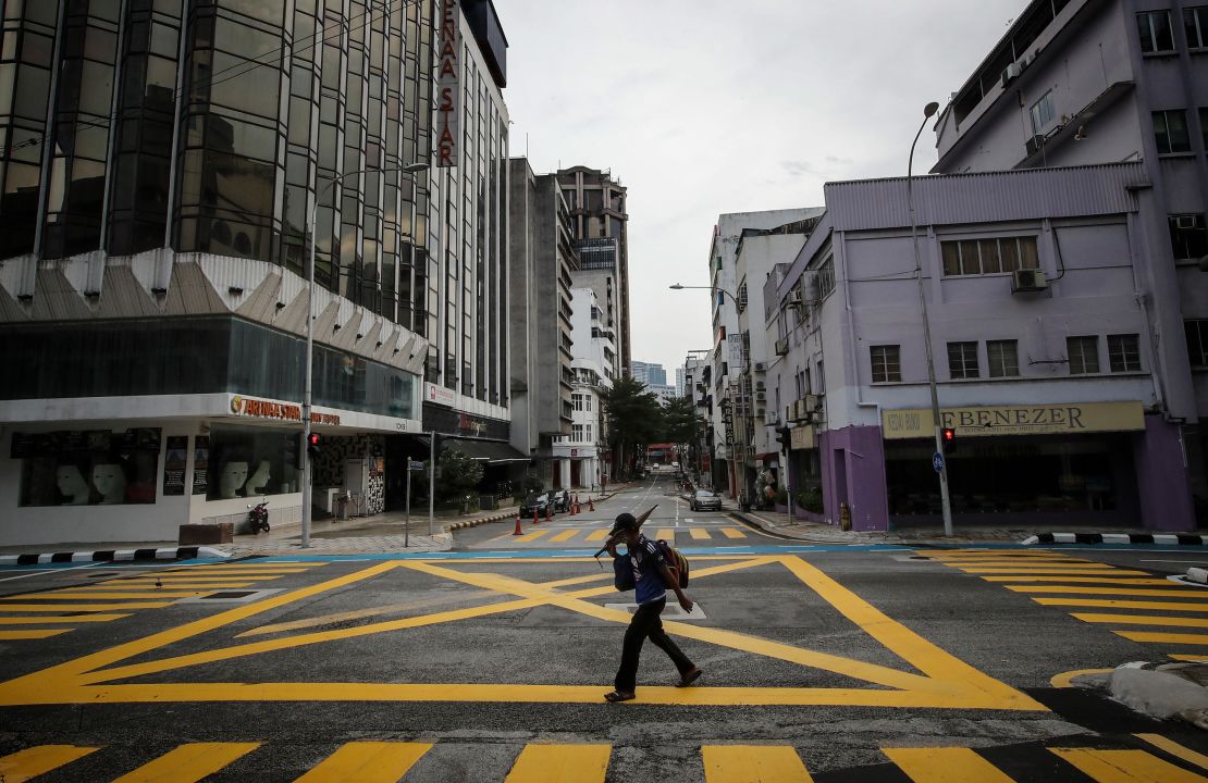 An empty street in Malaysia during a national lockdown in June. 