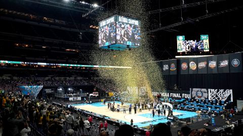 Confetti rains down on the court after Baylor defeated Gonzaga in the championship game of the 2021 NCAA Tournament on April 5.