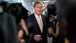 Senator Joe Manchin, a Democrat from West Virginia, speaks to members of the media while arriving to a bipartisan infrastructure meeting at the Hart Senate Office building in Washington, D.C., U.S., on Tuesday, June 22, 2021. 