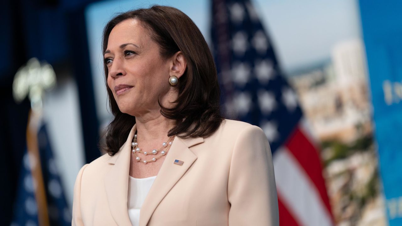 U.S. Vice President Kamala Harris listens during an event in the Eisenhower Executive Office Building in Washington, D.C., U.S., on Tuesday, June 15, 2021. 