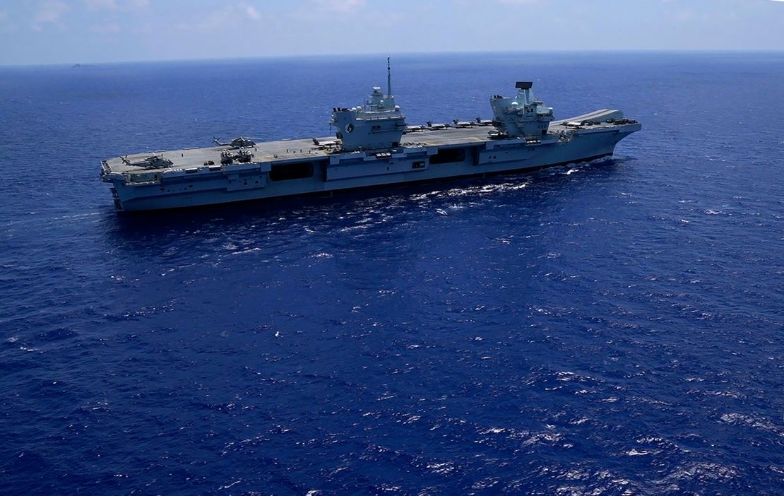 HMS Queen Elizabeth in the Mediterranean Sea on June 20, 2021.