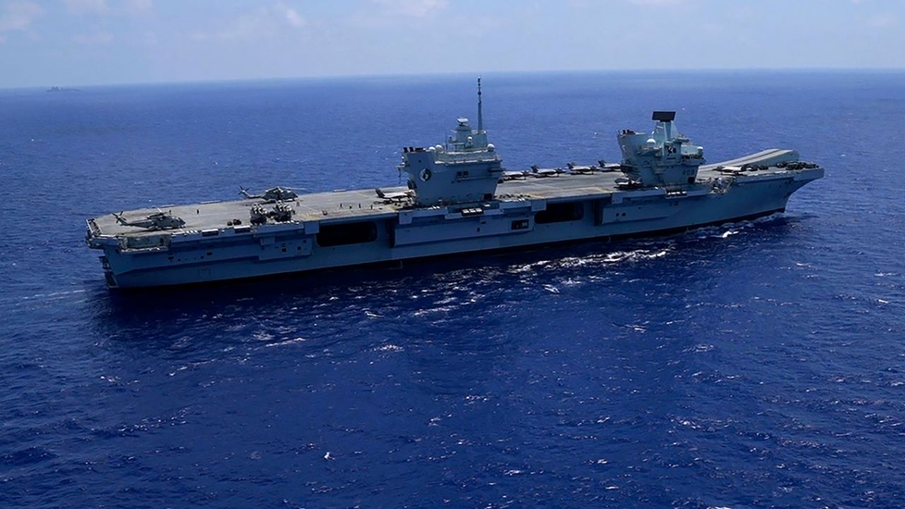 HMS Queen Elizabeth in the Mediterranean Sea on June 20, 2021.