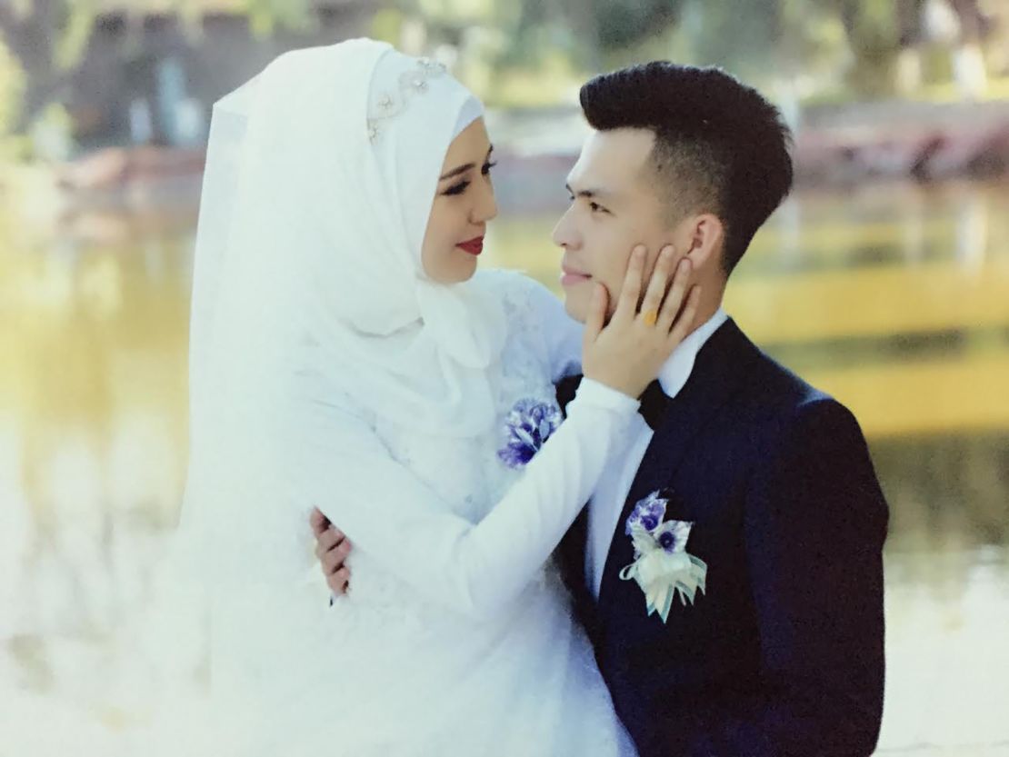 Mehray Mezensof and her husband Mirzat Taher on their wedding day in 2016.