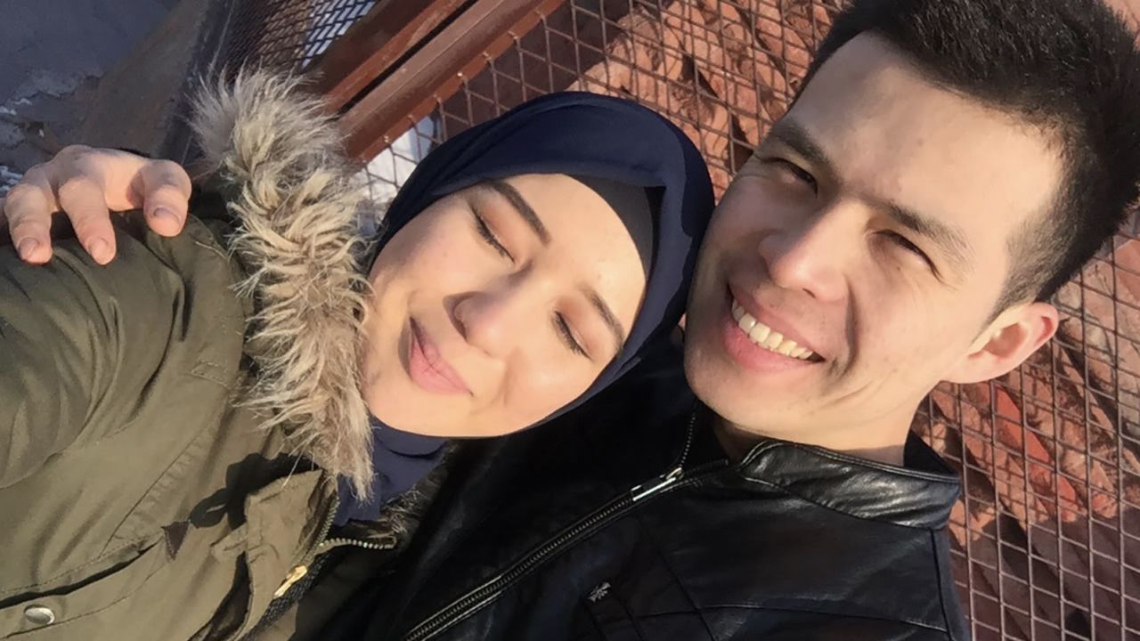 Mezensof and her husband in November 2016 in Urumqi, five months before he was detained.