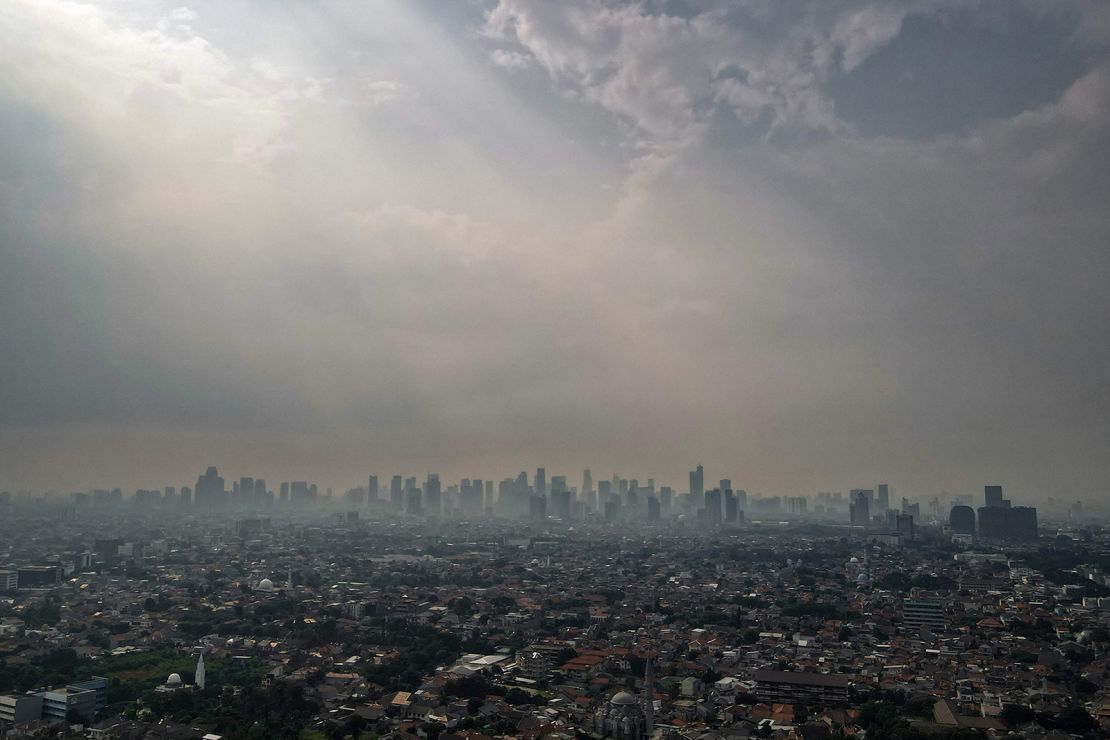 Air pollution hangs over Jakarta on June 9, 2021.