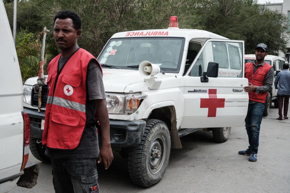 Red Cross ambulances waited on stand-by after being denied authorisation to travel to the village of Togoga.