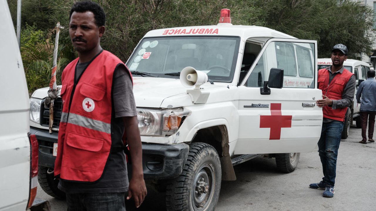 Red Cross ambulances waited on stand-by after being denied authorisation to travel to the village of Togoga.