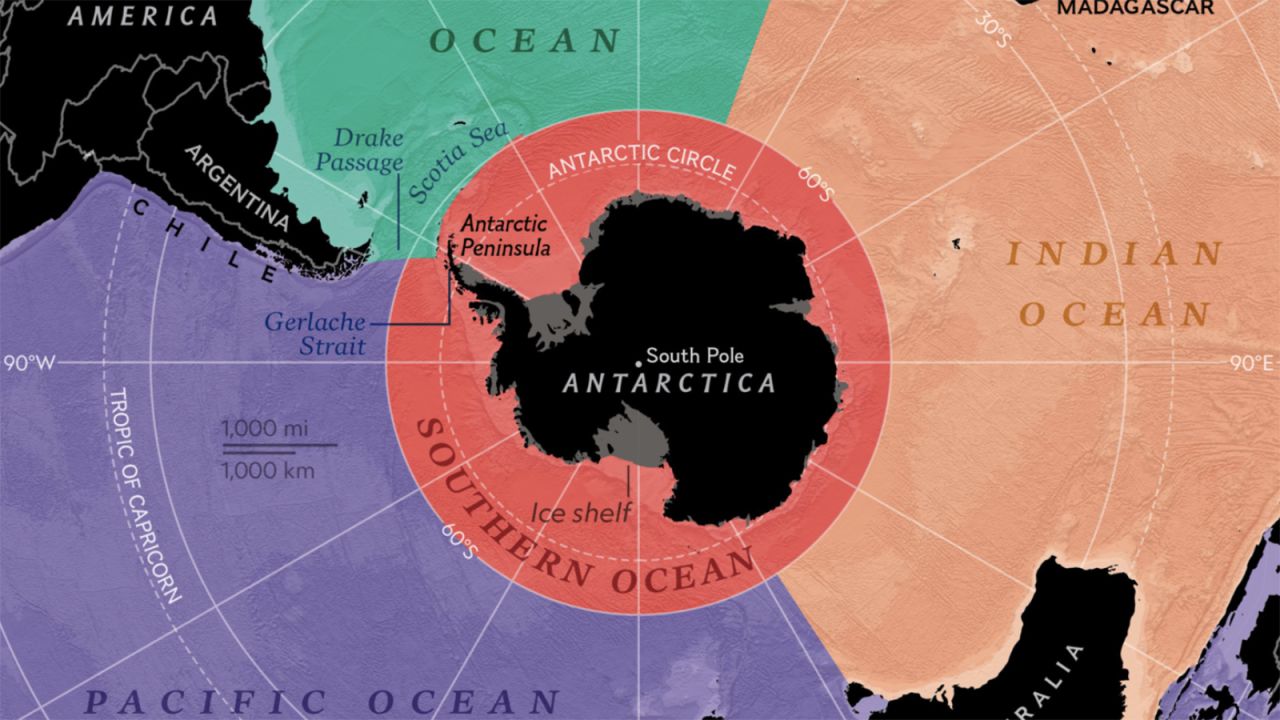 A National Geographic map shows the Southern Ocean.
