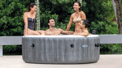 Intex PureSpa Greywood Deluxe 4-Person Portable Inflatable Hot Tub Jet Spa