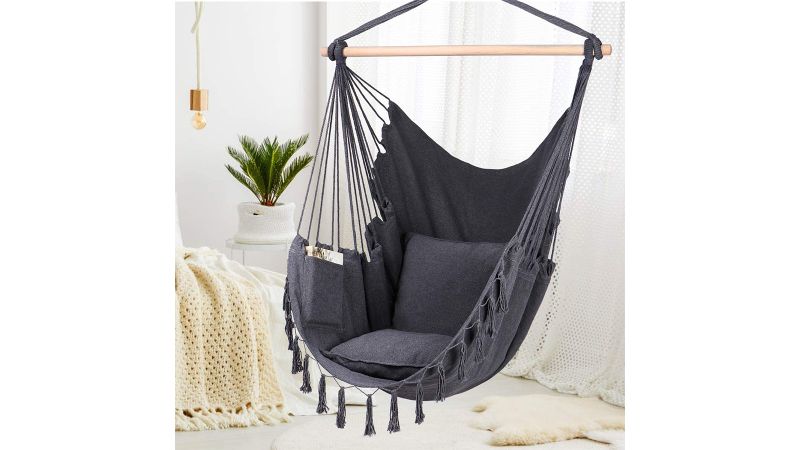 WJKL&MCN Portable Outdoor Double Hammock with Space Saving Comfort Durability Yard Striped Hanging Chair Large Hammock Chair