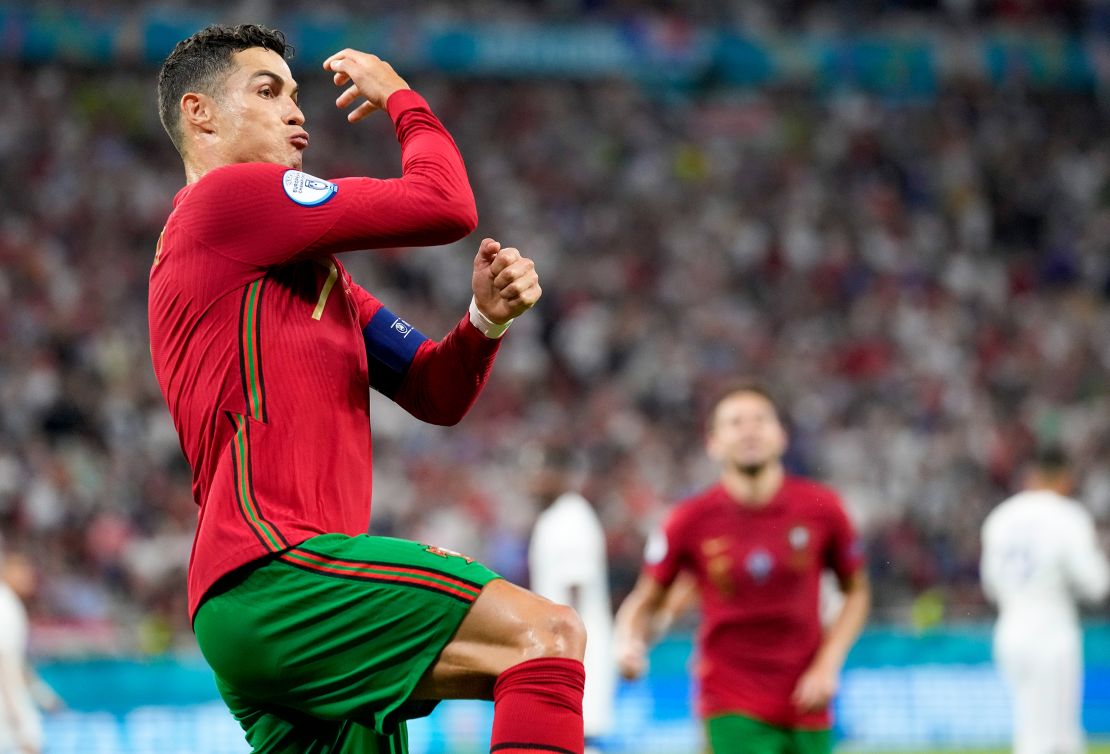 Ronaldo celebrates after scoring his team's first goal from the penalty spot.
