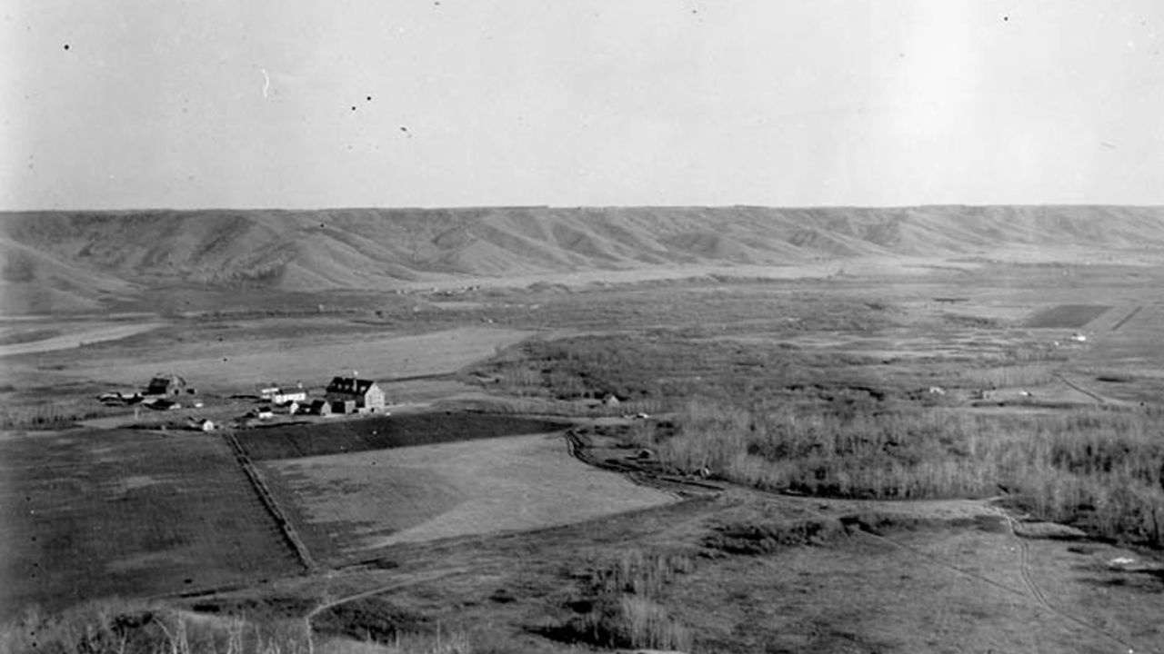 Distant view of the Cowesses Indian Residential School from 1923.