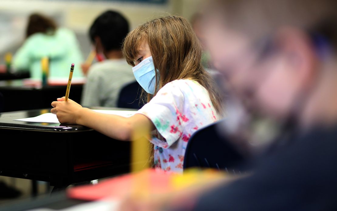 Students take part in a third grade class during a summer school session June 14 at Golden View Elementary School in San Ramon, California.