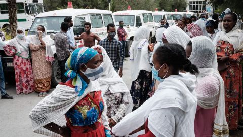 Relatives of Togoga residents wait for information at the Ayder referral hospital in Mekelle last week.