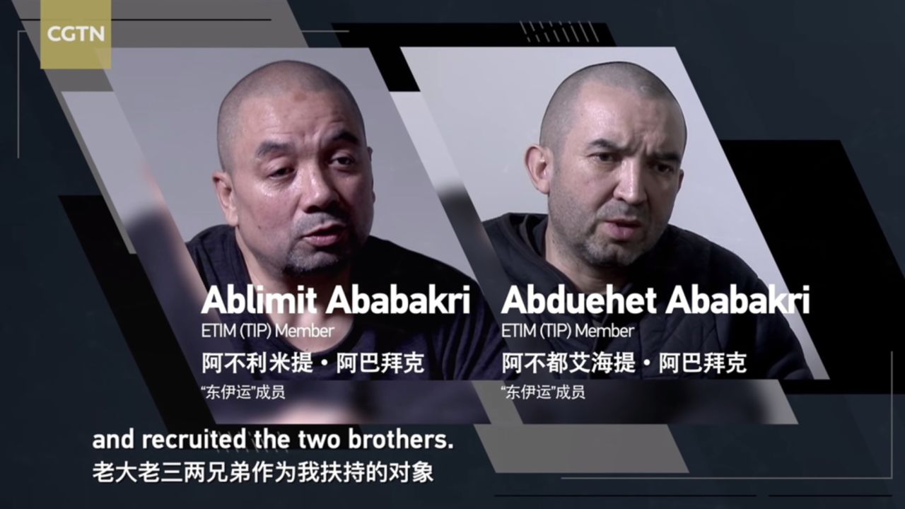 A still image of Ablimit's father and uncle from the CGTN documentary War in the Shadows which was broadcast in April.