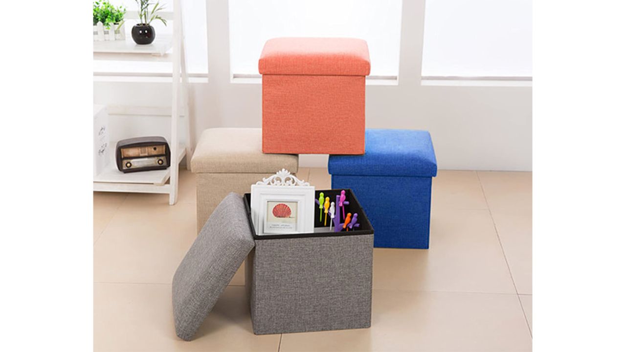 Linen Folding Storage Ottoman
