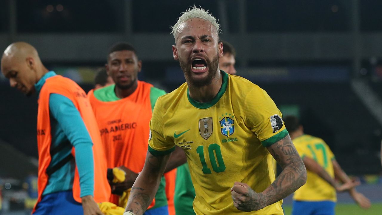Neymar celebrates after the final whistle.