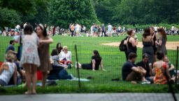 People gather in Central Park in New York on May 22, 2021.