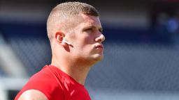 TAMPA, FLORIDA - DECEMBER 08: Carl Nassib #94 of the Tampa Bay Buccaneers looks on during warmup prior to a game against the Indianapolis Colts at Raymond James Stadium on December 08, 2019 in Tampa, Florida. (Photo by Julio Aguilar/Getty Images)
