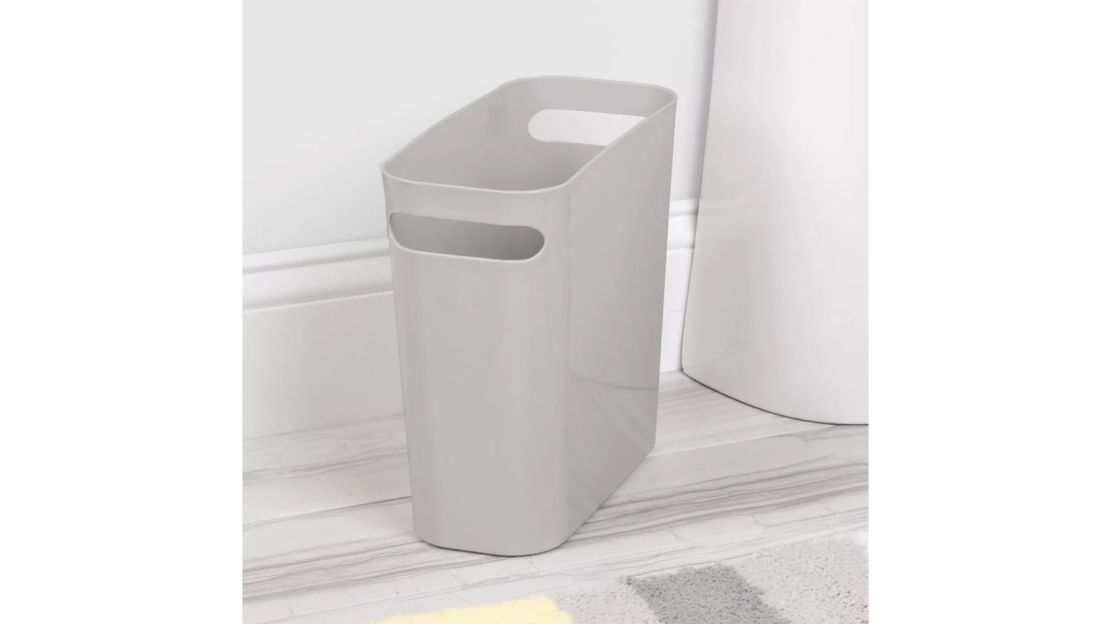 mDesign Slim Plastic Wastebasket With Handles, 2-Pack