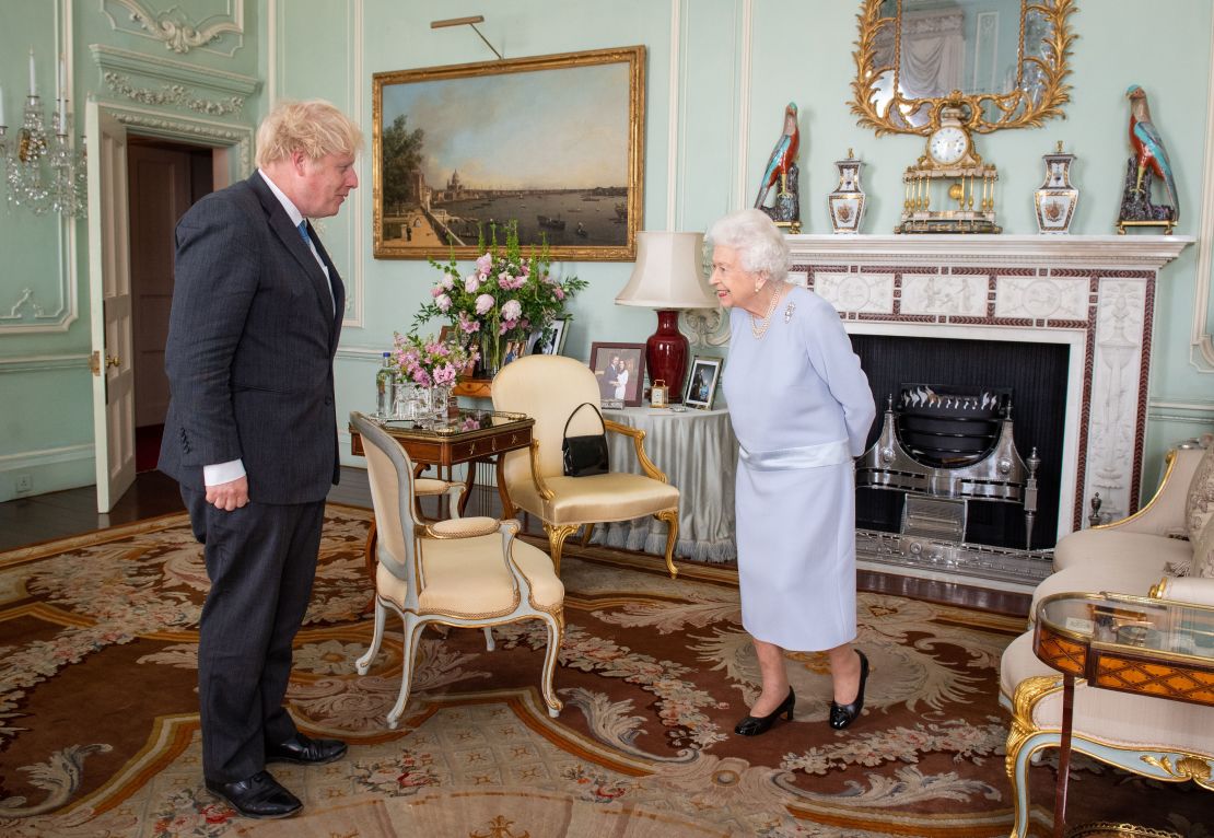 The meetings between the Queen and Prime Minister are usually closed-door events with the conversation unrecorded but cameras were allowed in for the start of the face-to face on this occasion. 